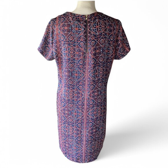Adrienne Vittadini geometric print short sleeve knee length boho shift dress 10 - Picture 3 of 10